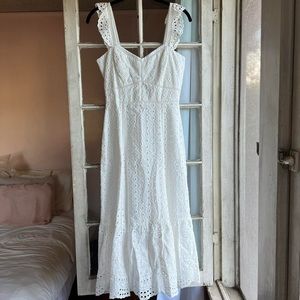 Parker NY White Eyelet Embroidered Midi Dress